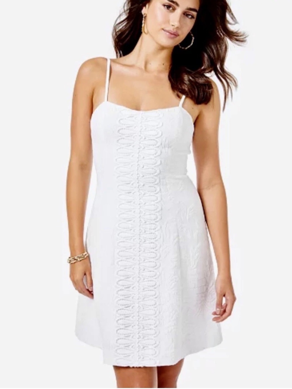 Lilly Pulitzer White Crochet Lace Front Tie Back Sheath Dress Size 4